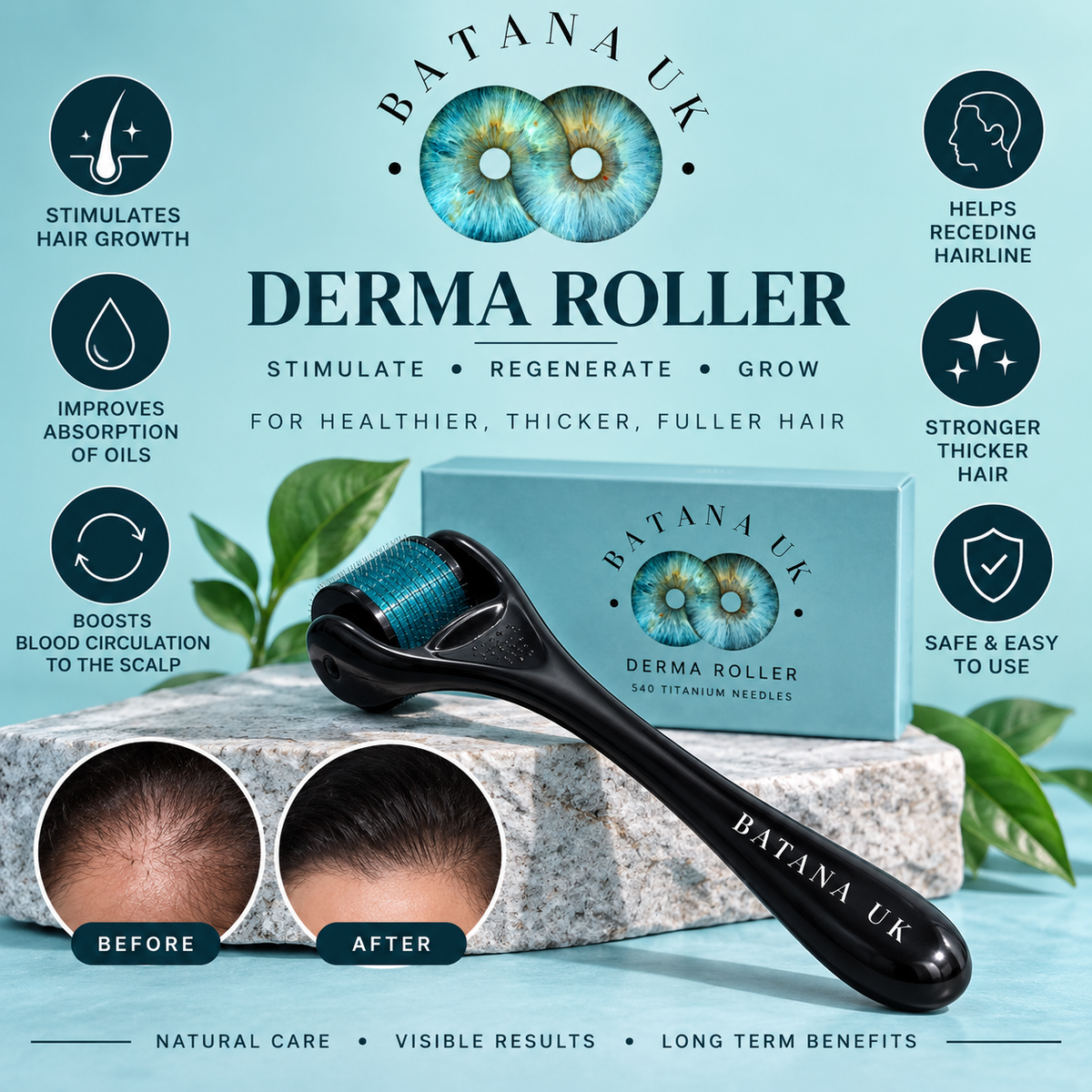 Derma roller for scalp and beard growth