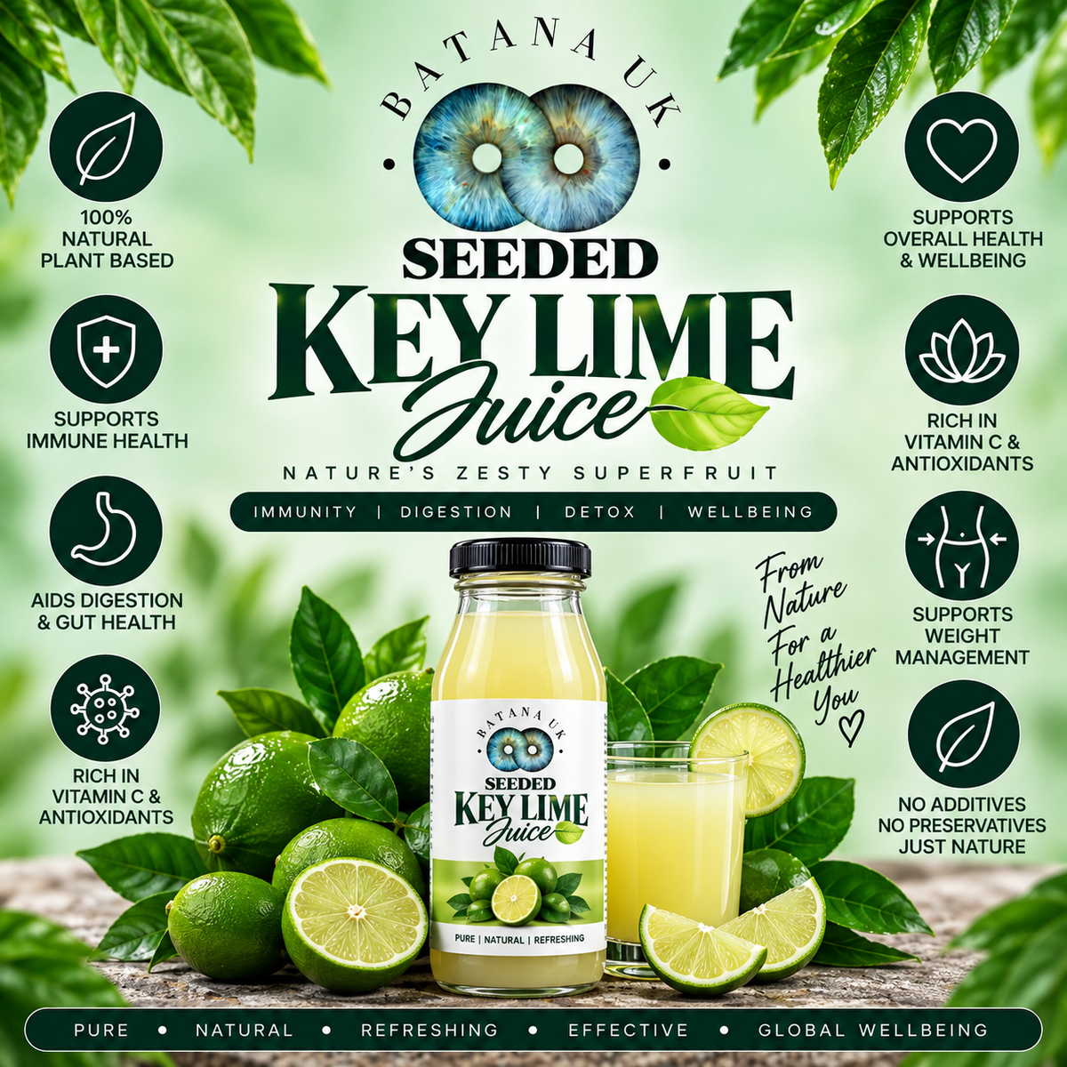 Organic seeded key lime juice